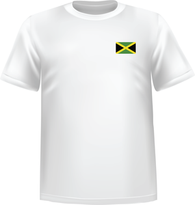 White t-shirt 100% cotton ATC with Jamaica flag at chest - T-shirt Jamaica chest