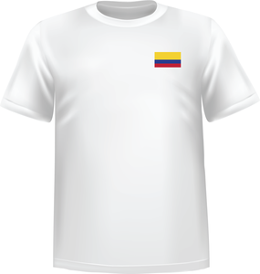 White t-shirt 100% cotton ATC with Colombia flag at chest - T-shirt Colombia chest