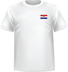 T-Shirt 100% coton blanc ATC avec le drapeau de la Croatie au coeur - T-shirt Croatie coeur