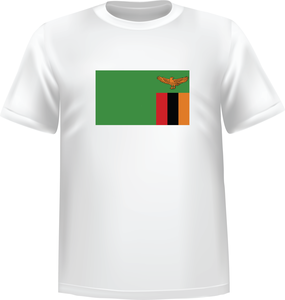 White t-shirt 100% cotton ATC with Zambia flag on front - T-shirt Zambia front