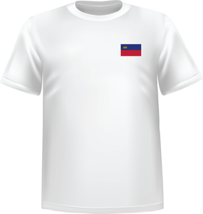 White t-shirt 100% cotton ATC with Liechtenstein flag at chest - T-shirt Liechtenstein chest