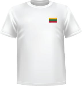 White t-shirt 100% cotton ATC with Lithuania flag at chest - T-shirt Lithuania chest