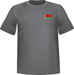 Grey t-shirt 100% cotton ATC with Belarus flag at chest - T-shirt Belarus chest