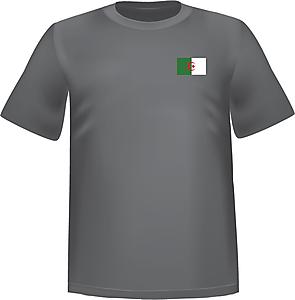 T-Shirt 100% coton gris ATC avec le drapeau d'Algérie au coeur - T-shirt Algérie coeur