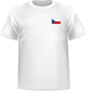 T-Shirt 100% coton blanc ATC avec le drapeau de la République tchèque au coeur - T-shirt République tchèque coeur
