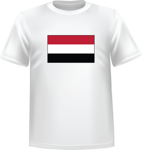 T-Shirt 100% coton blanc ATC avec le drapeau du Yémen au devant centre - T-shirt Yémen devant centre