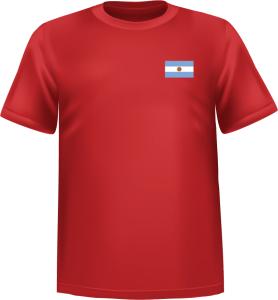 T-Shirt 100% coton rouge ATC avec le drapeau de l'Argentine au coeur - T-shirt Argentine coeur