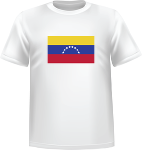 White t-shirt 100% cotton ATC with Venezuela flag on front - T-shirt Venezuela front