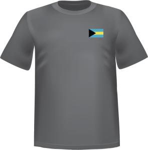 T-Shirt 100% coton gris ATC avec le drapeau des Commonwealth des Bahamas au coeur - T-shirt des Commonwealth des Bahamas coeur