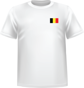 White t-shirt 100% cotton ATC with Belgium flag at chest - T-shirt Belgium chest