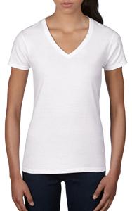 CRS FASHION V-NECK TEE, by ANVIL - WHITE