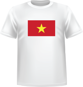 T-Shirt 100% coton blanc ATC avec le drapeau du Viêt nam au devant centre - T-shirt Viêt nam devant centre