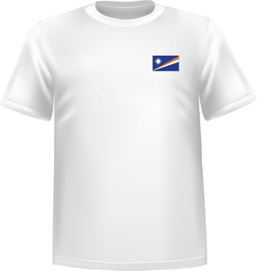 White t-shirt 100% cotton ATC with Marshall Island flag at chest - T-shirt Marshall Island chest