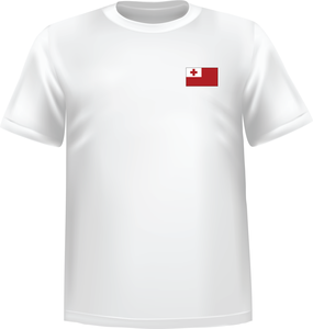 T-Shirt 100% coton blanc ATC avec le drapeau du Tonga au coeur - T-shirt Tonga coeur