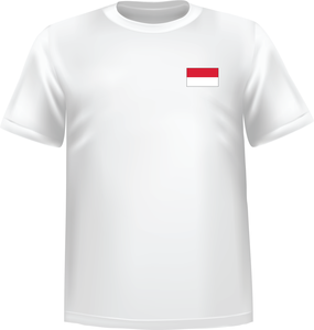 White t-shirt 100% cotton ATC with Monaco flag at chest - T-shirt Monaco chest