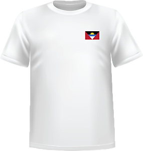 T-Shirt 100% coton blanc ATC avec le drapeau d'Antigua au coeur - T-shirt Antigua coeur