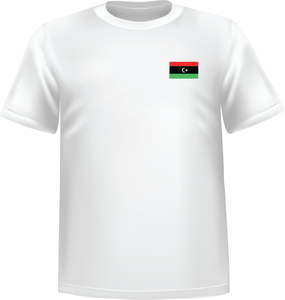 White t-shirt 100% cotton ATC with Libya flag at chest - T-shirt Libya chest