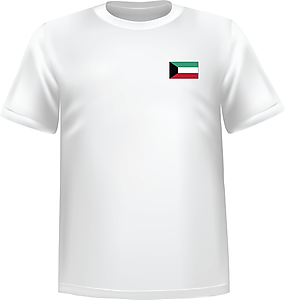 White t-shirt 100% cotton ATC with Kuwait flag at chest - T-shirt Kuwait chest