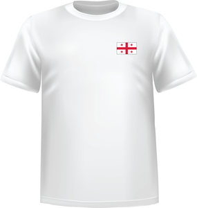 White t-shirt 100% cotton ATC with Georgia flag at chest - T-shirt Georgia chest