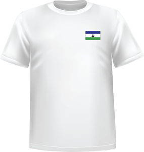 White t-shirt 100% cotton ATC with Lesotho flag at chest - T-shirt Lesotho chest