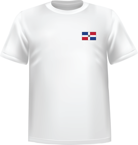 White t-shirt 100% cotton ATC with Dominican Republic flag at chest - T-shirt Republic dominican chest