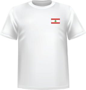 White t-shirt 100% cotton ATC with Lebanon flag at chest - T-shirt Lebanon chest
