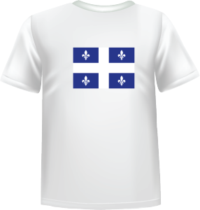 T-Shirt 100% coton blanc ATC avec le drapeau du Québec au dos - T-shirt Québec Dos centre