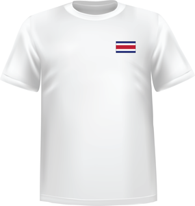 White t-shirt 100% cotton ATC with Costa rica flag at chest - T-shirt Costa rica chest