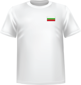White t-shirt 100% cotton ATC with Bulgaria flag at chest - T-shirt Bulgaria chest