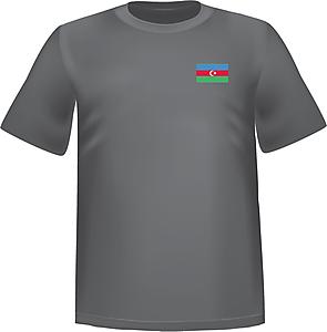 T-Shirt 100% coton gris ATC avec le drapeau de l'Azerbaïdjan au coeur - T-shirt Azerbaïdjan coeur