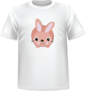 T-Shirt 100% coton blanc ATC avec un lapin de Pâque au devant centre - T-shirt lapin de Pâque2 devant centre