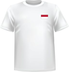 T-Shirt 100% coton blanc ATC avec le drapeau de l'Indonésie au coeur - T-shirt Indonésie coeur
