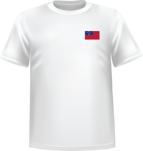White t-shirt 100% cotton ATC with Samoa flag at chest - T-shirt Samoa chest