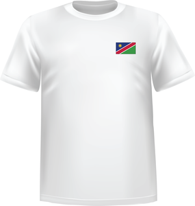 White t-shirt 100% cotton ATC with Namibia flag at chest - T-shirt Namibia chest