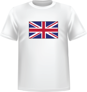 White t-shirt 100% cotton ATC with United kingdom flag on front - T-shirt United kingdom chest