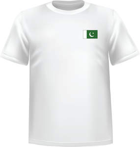 White t-shirt 100% cotton ATC with Pakistan flag at chest - T-shirt Pakistan chest