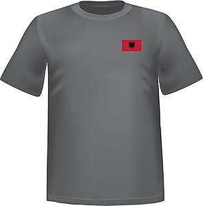 Grey t-shirt 100% cotton ATC with Albania flag at chest - T-shirt Albania chest