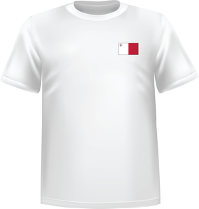 White t-shirt 100% cotton ATC with Malta flag at chest - T-shirt Malta chest