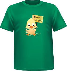 T-Shirt 100% coton vert ATC avec un poussin de pâque au devant centre - T-shirt Poussin de pâque Devant centre