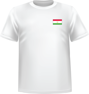 White t-shirt 100% cotton ATC with Tajikistan flag at chest - T-shirt Tajikistan chest