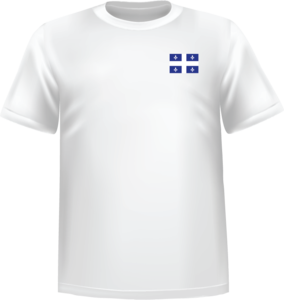 White t-shirt 100% cotton ATC with Quebec flag at chest - T-shirt Quebec chest