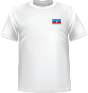 White t-shirt 100% cotton ATC with Azerbaijan flag at chest - T-shirt Azerbaijan chest