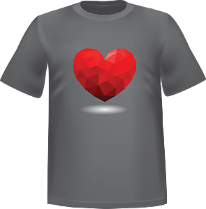 T-Shirt 100% coton gris ATC avec un logo de Saint-valentin au devant centre - T-shirt Logo Saint-valentin Devant centre