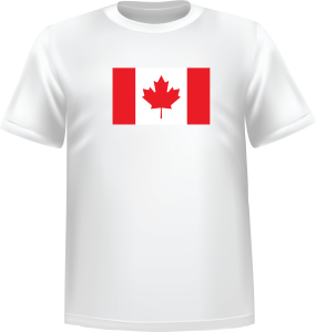 T-Shirt 100% coton blanc ATC avec le drapeau du Canada au devant centre - T-shirt Canada devant centre
