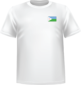 T-Shirt 100% coton blanc ATC avec le drapeau de Djibouti au coeur - T-shirt Djibouti coeur