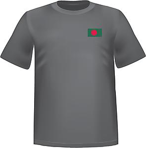 T-Shirt 100% coton gris ATC avec le drapeau du Bangladesh au coeur - T-shirt Bangladesh coeur