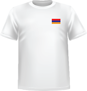 T-Shirt 100% coton blanc ATC avec le drapeau de l'Arménie au coeur - T-shirt Arménie coeur