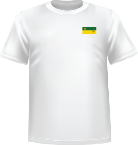 White t-shirt 100% cotton ATC with Saskatchewan flag at chest - T-shirt Saskatchewan chest