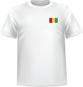 T-Shirt 100% coton blanc ATC avec le drapeau de la Guinée au coeur - T-shirt Guinée coeur
