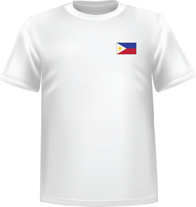 White t-shirt 100% cotton ATC with Philippines flag at chest - T-shirt Philippines chest